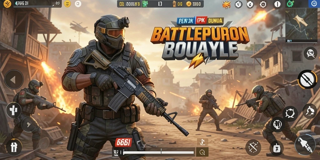 Tampilan gameplay seru di 666I, bertempur dengan pemain lain untuk bertahan hidup.