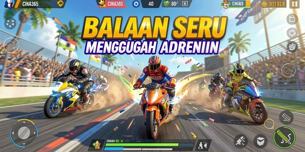 Gameplay menegangkan di lintasan balap CINA365.
