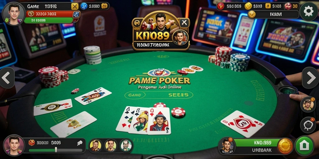 Tampilan gameplay menegangkan di KNO89 saat bermain Poker.