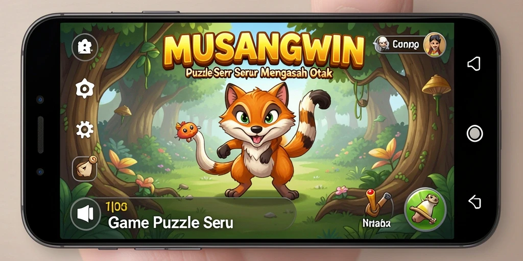 Tangkapan layar utama MUSANGWIN menampilkan gameplay Puzzle yang seru.