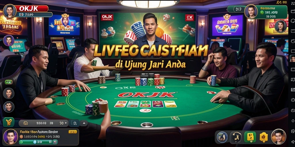 Tampilan gameplay Live Casino yang menegangkan dan interaktif di OKJK.