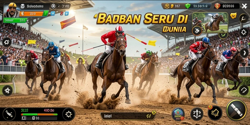 Screenshot dari gameplay SBOBET yang menampilkan aksi balapan.
