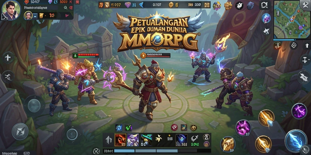 Tangkapan layar gameplay SD107 menampilkan pertarungan epik di dunia MMORPG.
