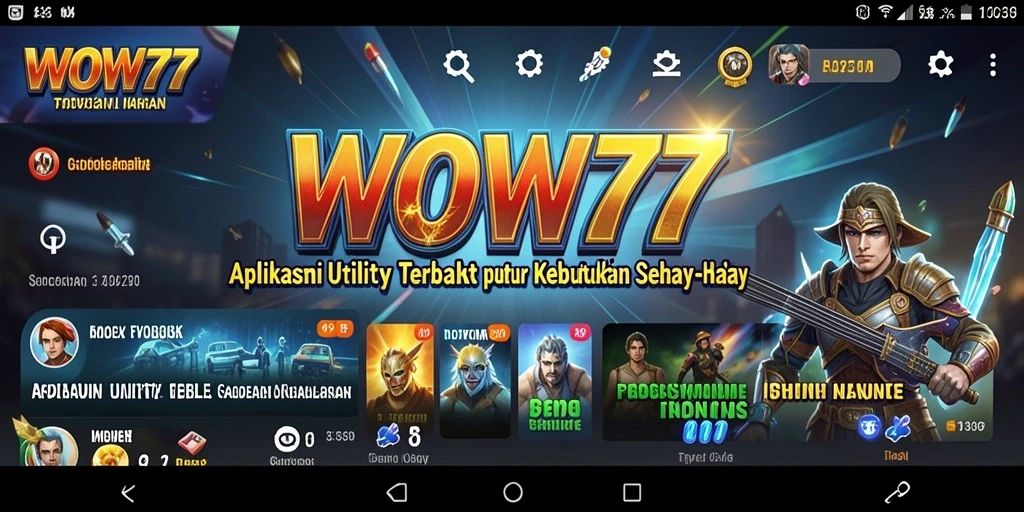 Tampilan utama aplikasi WOW77 dengan fitur-fitur Utility yang lengkap.